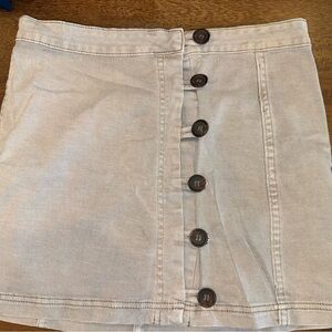 Altar'd State Cream Button-Front Mini Skirt